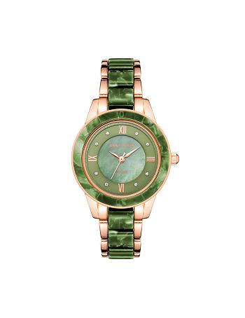 Anne Klein Considered Solar Powered Resin Watch Best Sellers Green / Rose / Gold | MSGFT78567