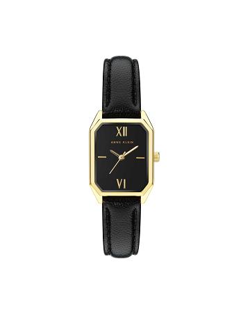 Anne Klein Octagonal Shaped Leather Strap Watch Best Sellers Black / Gold | DSGVO53551